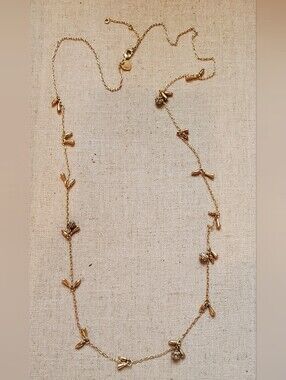 ​Stella & Dot Renegade Long Station Necklace Gold Spike & Crystal Pave Layering